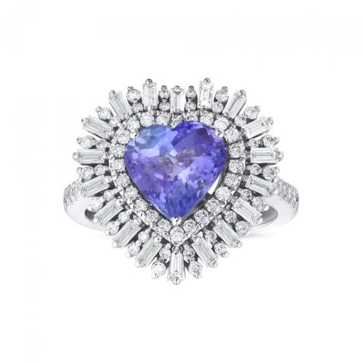3,65 ct. Diamant-Baguette-Tansanit-Ring
